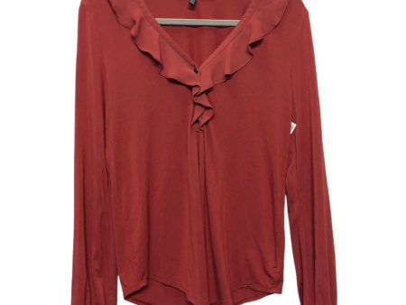 Top Long Sleeve By White House Black Market In Brown & Red, Size: S Fashion