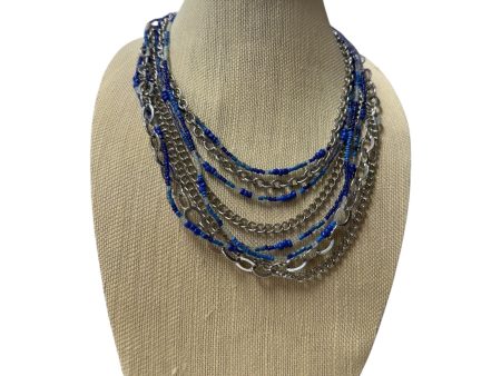 Necklace Layered In Blue & Silver For Cheap