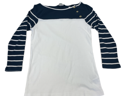 Top Long Sleeve By Lauren By Ralph Lauren In Blue & White, Size: M Online now