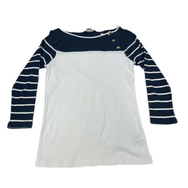 Top Long Sleeve By Lauren By Ralph Lauren In Blue & White, Size: M Online now