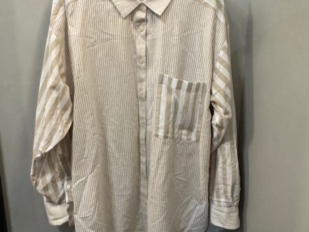 Top 3 4 Sleeve By Loft In Tan & White, Size: L Online now