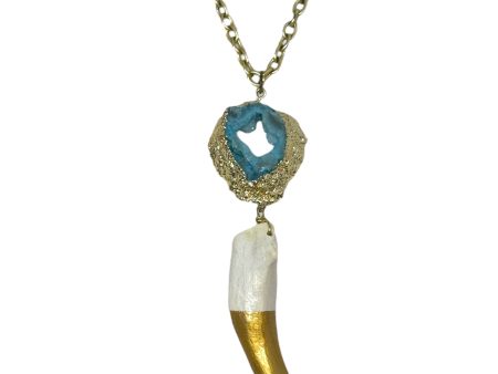 Agate Druzy & Dip Painted Antler Tip Necklace By Unbranded Online Sale