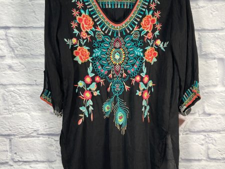 Tunic 3 4 Sleeve By Johnny Was In Black & Blue, Size: Xs For Sale