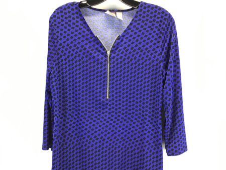 Top 3 4 Sleeve By Chicos In Black & Blue, Size: M Supply