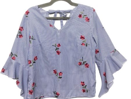 Blue Top 3 4 Sleeve Clothes Mentor, Size L Online Hot Sale