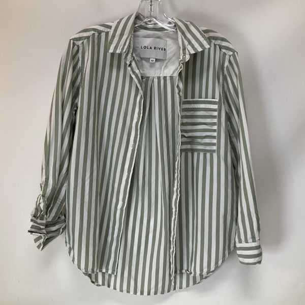 Top Long Sleeve By Cmc In Green & White, Size: Xs For Cheap